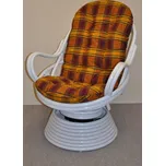 Axin Trading s.r.o. Ratanové houpací křeslo Swivel bílé polstr okrová kostka