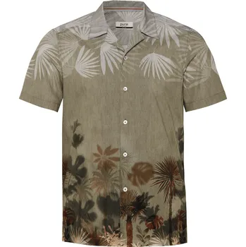 Pánská košile Košile Pure Casual Fit - Khaki palmy velikost: 39/40, délka rukávu: krátký rukáv