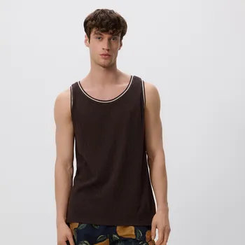 Pánské tričko Reserved - Pleteninový top - hnědá - WC959-88X - WC959-88X-XL