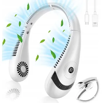 Domácí ventilátor Přenosný ventilátor na krk s LED displejem a třemi úrovněmi