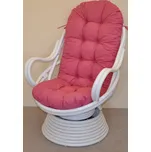 Axin Trading s.r.o. Ratanové houpací křeslo Swivel bílé polstr malinový melír