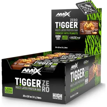 Amix TIGGER Zero bar Tmavá čokoláda & Karamel, 20x60g