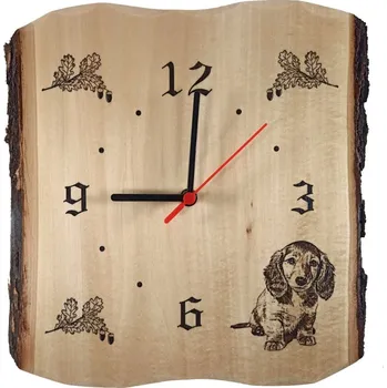 Hodiny Dřevo Novák Hodiny deska s kůrou - JEZEVČÍK 30x30 cm barva lípa