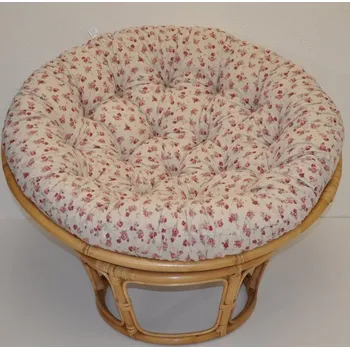 Křeslo Axin Trading s.r.o. Ratanový papasan 110 cm medový polstr motiv růže