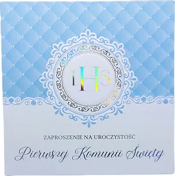 Obraz Modrá pozvánka IHS, Svaté Svaté Přijímání , 1 Ks , 12x12 cm + obálka
