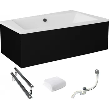 Vana Rohová vana s černým obkladem Infinity 170x110 pravá Besco sifon a nožičky