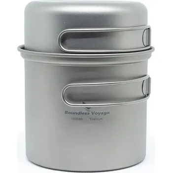 Kempingové nádobí Titanová sada hrnce 1000 ml a pánvičky 500 ml