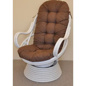 Křeslo Axin Trading s.r.o. Ratanové houpací křeslo Swivel bílé polstr hnědý melír
