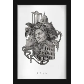 Obraz Moderní nástěnná dekorace Monochromatický Řím Koloseum Pizza 20x30 cm