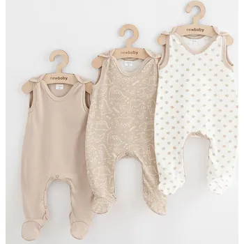 Dupačky NEW BABY Kojenecké dupačky Classic II Uni 3ks béžové - vel. 62 (3-6m)