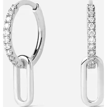 Náušnice Stříbrné náušnice se závěsem, WHITE ORCHID Povrchová úprava stříbra: bílé zlato