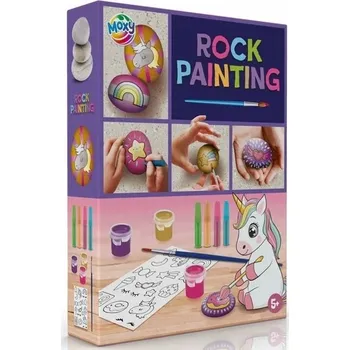 kreativní sada Sada na malování kamenů JEDNOROŽEC: 3 kameny, barvy, křišťály MOXY