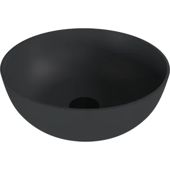 Umyvadlo BANERA ROUND umyvadlo na desku, litý mramor, průměr 39cm, antracit mat