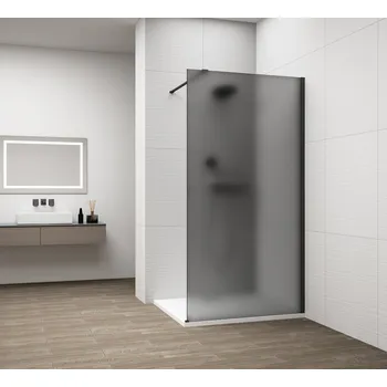 ESCA BLACK MATT jednodílná sprchová zástěna k instalaci ke stěně, kouřové matné sklo, 900 mm