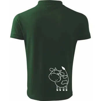 Pánská košile Kráva veselá - Polokošile pánská Pique Polo 203 - 5XL ( Lahvově zelená )