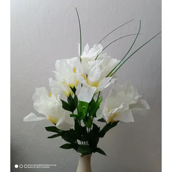 umělá květina Kytice irisů 24 cm, bílá