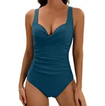 Dámské jednodílné plavky s tvarovanými košíčky a širšími ramínky Nastavitelná ramínka Push-up efekt Elegantní a pohodlný střih tmavě modrá M