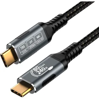 Datový kabel Rychlonabíjecí duální USB C kabel 240 W 50 cm přenos dat a video 16K 3.1 PD 80 Gbps kabel pro zařízení s USB C portem rychlé nabíjení kompatibilní