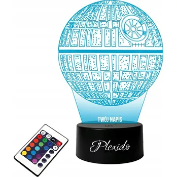 Lampička LAMPKA na SKLE Hvězda Smrti 3D LED RGB + DÁLKOVÝ OVLADAČ 16 BAREV