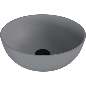 Umyvadlo BANERA ROUND umyvadlo na desku, litý mramor, průměr 39cm, šedá mat