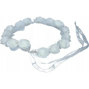 Věneček do vlasů růžičky bílý ozdoba do vlasů 17 cm průměr