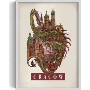 Obraz Obraz v rámu na zeď Rozměr 50x70 Krakov: Kostel Panny Marie a Drak Wawelský