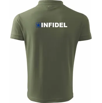 Pánská košile Infidel nápis - Polokošile pánská Pique Polo 203 - S ( Khaki )