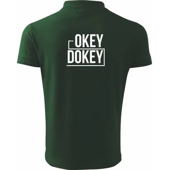 Pánská košile Okey Dokey - Polokošile pánská Pique Polo 203 - 5XL ( Lahvově zelená )