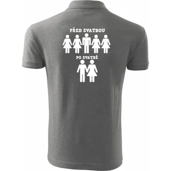 Pánská košile Před a po svatba - Polokošile pánská Pique Polo 203 - 2XL ( Tmavě šedý melír )