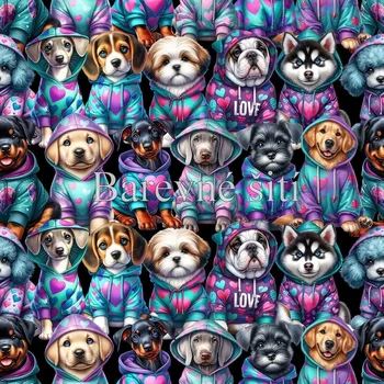 Úplet, Štěňata v srdíčkových mikinách (E) (Top kvalitní úplet Bella digitisk)