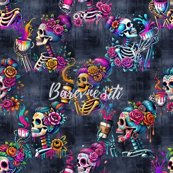 Úplet, Květinové lebkyně (E) (Top kvalitní úplet Bella digitisk)