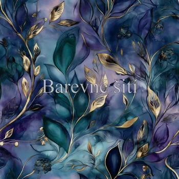 Úplet, Fialovopetrolejové listy se zlatem (E) (Top kvalitní úplet Bella digitisk)