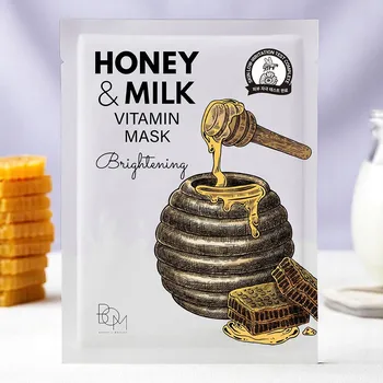 Pleťová maska B.O.M. - Honey and Milk Vitamin Mask - Rozjasňující plátýnková maska s medem a mlékem - 25 ml