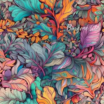 Úplet, Kreslené listy podzimní tóny (E) (Top kvalitní úplet Bella digitisk)