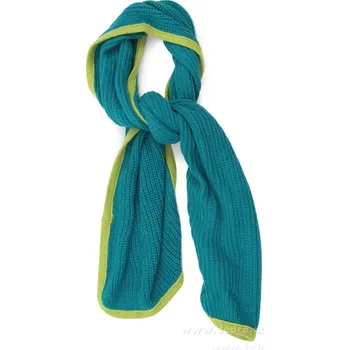 Šála Hřejivý pletený šál, tyrkysová & jasně zelená