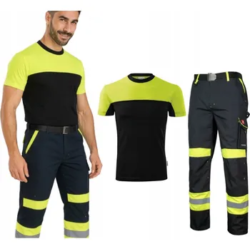 Pracovní obuv PRACOVNÍ OBLEČENÍ reflexní kalhoty BOZP sada KOMPLET tričko velikost 44