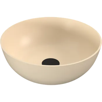 Umyvadlo BANERA ROUND umyvadlo na desku, litý mramor, průměr 39cm, béžová mat