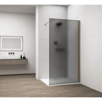 ESCA GOLD MATT jednodílná sprchová zástěna k instalaci ke stěně, kouřové matné sklo, 1400 mm
