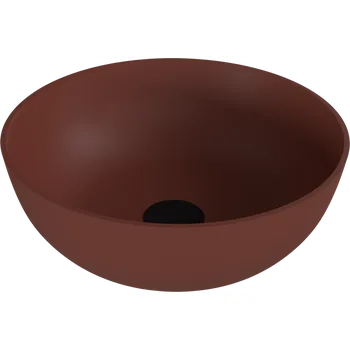 Umyvadlo BANERA ROUND umyvadlo na desku, litý mramor, průměr 39cm, hnědá mat