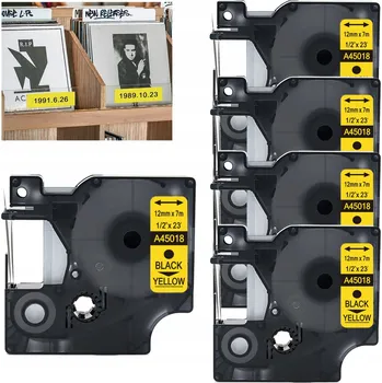 Pásek do tiskárny Páska do DYMO D1 45018 12mm S0720580 SADA 5 kusů žlutá samolepicí