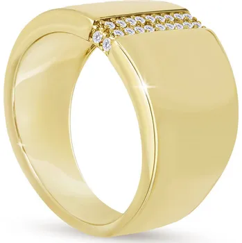 Prsten Pozlacený prsten masivní se zirkony 0493 Velikost prstenu - obvod: 56 mm