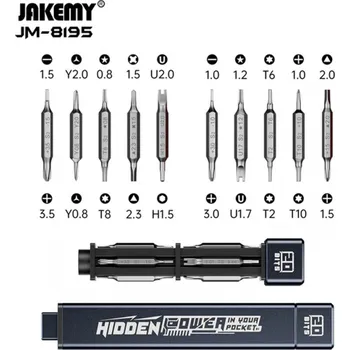Šroubovák JAKEMY JM-8195 precizní sada šroubováků (21v1) – stříbrno-šedá