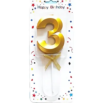 Dortová svíčka Zlatá svíčka 3 Číslice Elegantní narozeninový Svatební Hostina zlaté svíčky DORT