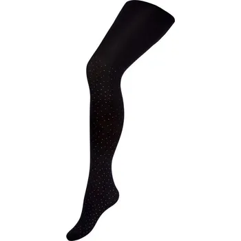 NEW BABY Dětské bavlněné punčocháče 3D černé s puntíky - vel. 152 (11-12r)