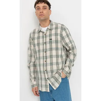 Pánská košile Brixton Charter Linen Blend Ls (off white/ivy green plaid) XL, bílá