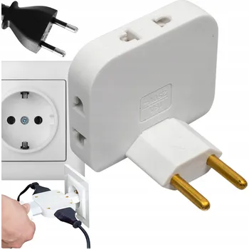 Elektrická zásuvka Skládací rozbočovač Rozdvojka Rozbočka 3x pro domácnost a kancelář