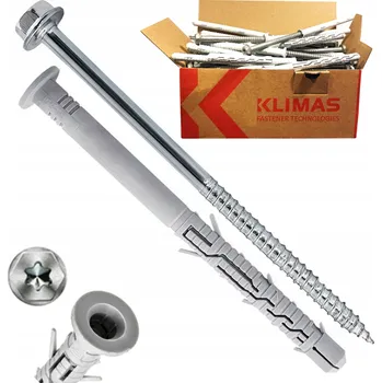 Hmoždinka KLIMAS Wkret-met KPS-FAST-K Ø8 mm Rámová hmoždinka se šroubem se 6 hrannou hlavou a vlisovanou podložkou TX-30, SW-10 140 mm - 50 ks