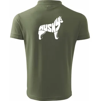 Pánská košile Husky - text v těle - Polokošile pánská Pique Polo 203 - 5XL ( Khaki )