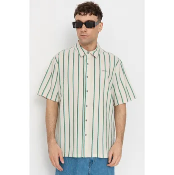 Pánská košile Brixton Cru Stripe (beige/pine needle/aquatic gree) L, béžová