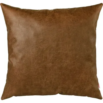 Polštář Čtvercový polštář Premium kůže, hnědý